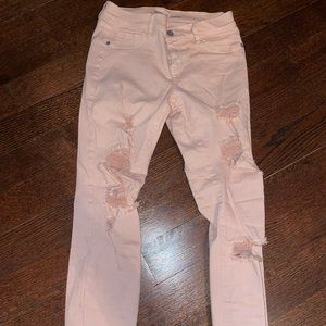 NY&Company Pink Ripped Jeggings- Skinny jean